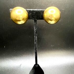 Monet gold clip on earrings classic button vintage